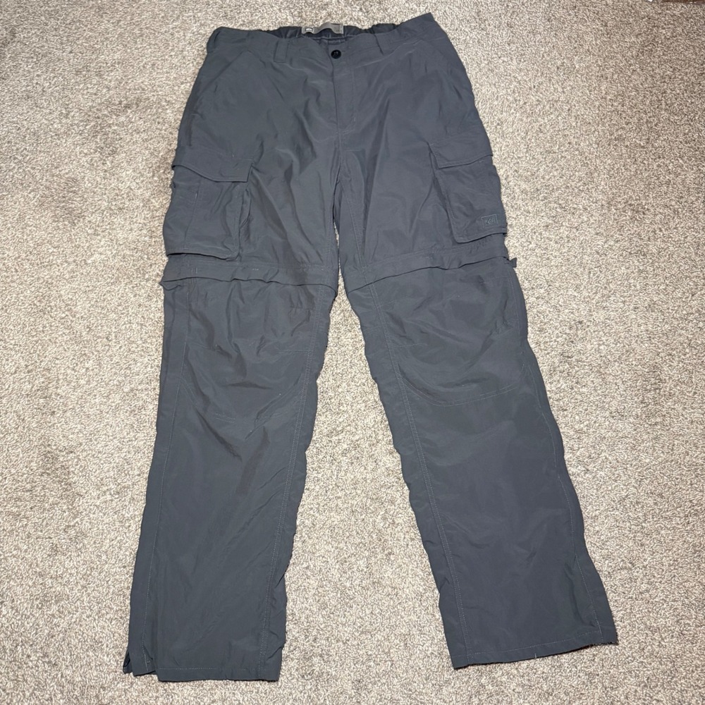 REI Sahara Convertible Hiking Cargo Pants Mens Large Grey Zip Off Shorts